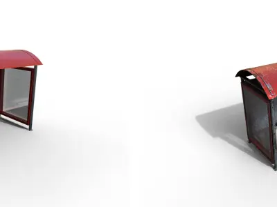 Pack 4 Modern bus stop Low-poly 3D model