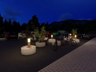 Mobilier urbain assise park a velo Low-poly 3D model