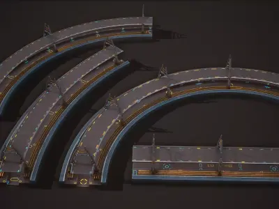 Sci-fi Platform Road Pack Low-poly 3D model