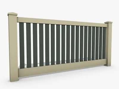 Wooden Fence Low-poly 3D model 7
