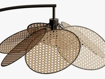 Afralia Rattan Bulb Floor Lamp 3D model