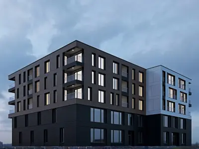 Modern residential building 8 3D model