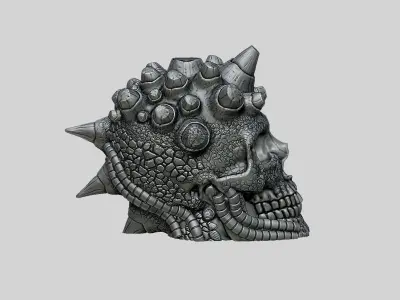 Robot Skull Headphone Stand Cyborg Headset Stand 3D print model