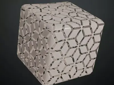 White Painted Rhombic Geometric Lattice PBR Texture