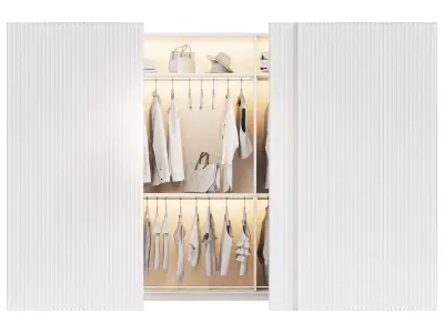 Wardrobe with clothes sliding corrugated doors 3D model