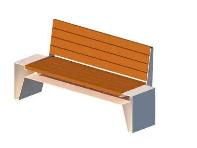 Outdoor bench sitting iron feet 3D model get
