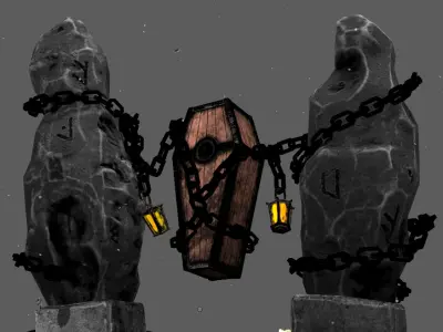 Evil Coffin Chain Binding Low-poly 3D model