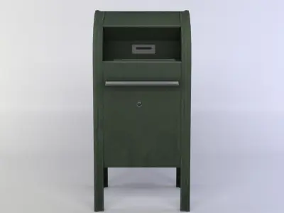 Green post box Low-poly 3D model