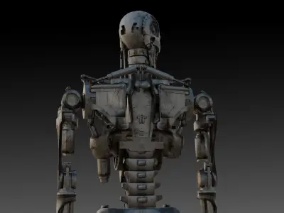 Damaged T-800 Terminator Explosive Damage 3D Model Low-poly 3D model