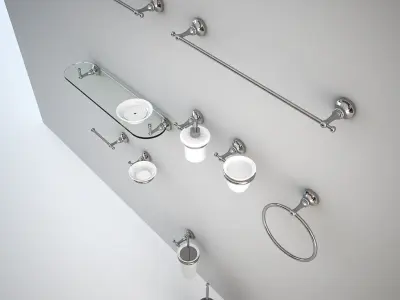 Classic Bathroom Accessories Set 3D model