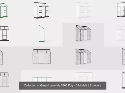 Collection of Greenhouse Ida 3300 Poly - 3 Models 3D Model Pack