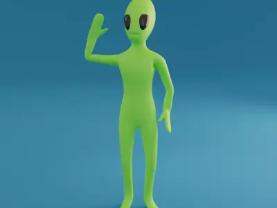 Cartoon Alien Low-poly 3D model