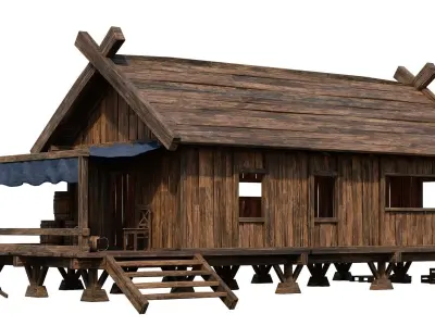 Old Building House 4K Textures GameReady 71 Low-poly 3D model