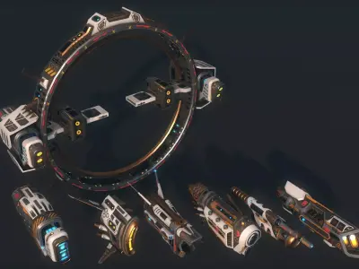 Spacecraft Engine Pack Low-poly 3D model