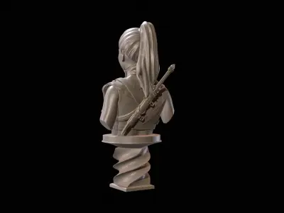 Female Fighter Bust High Poly for 3D Print 3D print model