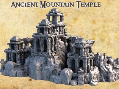 Ancient Mountain Temple Tabletop Terrain 28 MM 3D print model