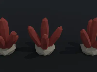 Cartoon fantasy crystals Polygonal Style Low-poly 3D model