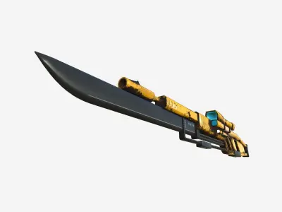 SciFi Sniper Gunblade A06 Yellow Dirt - Fiction Weaponry Low-poly 3D model