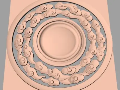 Door flower 3D relief STL Model for CNC woodworking carving E285 3D model