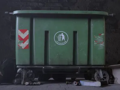 Urban Garbage Dumpster Low-poly 3D model