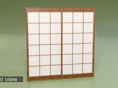 Japanese Shoji with basic design Low-poly 3D model
