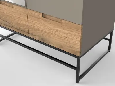 Modern Mirrored Wardrobe Armoire FlatPack 3D model