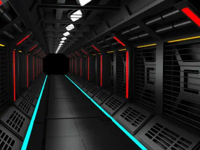 Sci fi Tunnel 3D model 6