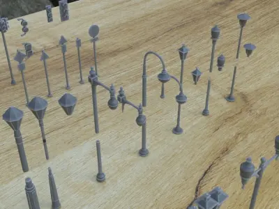 STREET LIGHT SIGN TREE 1-35 FOR DIORAMA SUPPORTED STL 3D print model