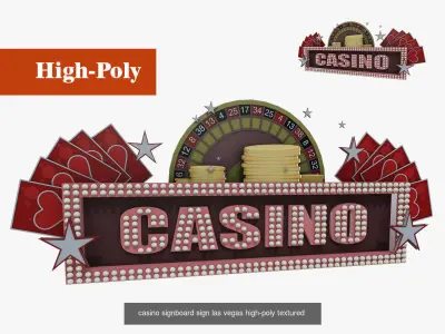 sign las vegas casino signboard high-poly textured 3D Model Pack