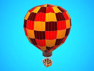 HOT AIR BALLOON CARTOON STYLIZED 07 Low-poly 3D model