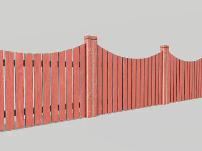 Fence wooden Low-poly 3D model buy