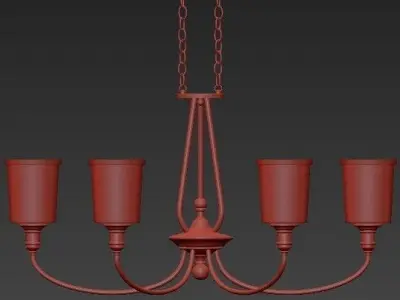 Natural Brass 6 Light Oval Chandelier 3D model