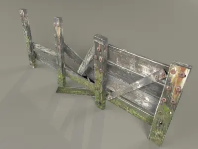 Old Wooden Fence Pack Low-poly 3D model