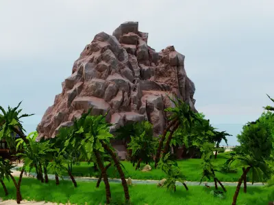 GameReady Island Scene Animated Characters Camera Lighting Setup Low-poly 3D model