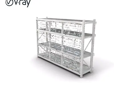 Industrial Supermarket Shelf System model pack Low-poly 3D model