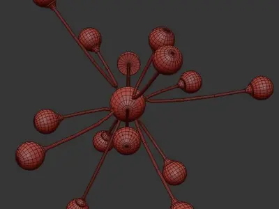 VIGNETTE modern chandelier in brass with glass balls 3D model