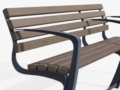 Outdoor Bench Low-poly 3D model