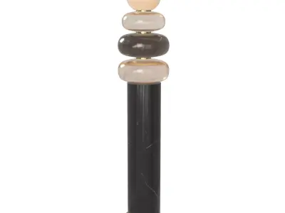 Contemporary Floor Lamp with Marble Base and Glass Totem 3D model