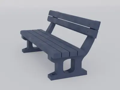 Station bench Low-poly 3D model