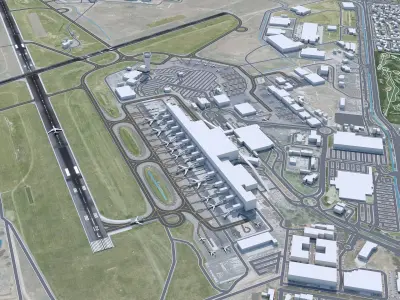 Adelaide Airport 10km Low-poly 3D model