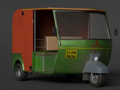 Rickshaw - Game ready Asset Free low-poly 3D model