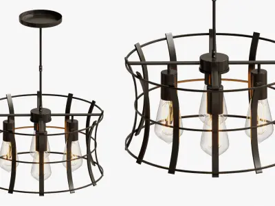 Chandelier loft medieval torch chandelier 3D model