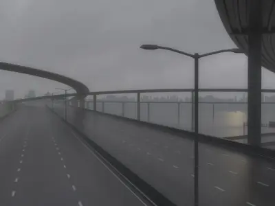 Freeway03 overpass on highway in rain 3D model