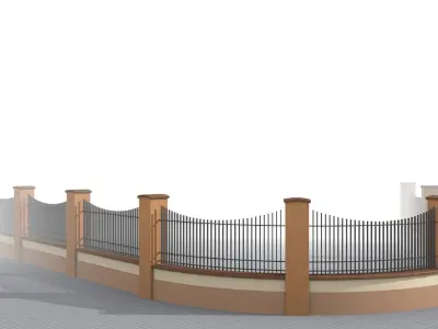Modular fences straight and curved 3D model