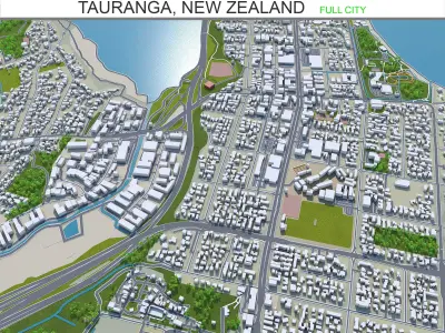 Tauranga New Zealand 40km Low-poly 3D model
