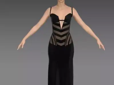 CORSET DRESS VUAL DETAIL WINDOW DETAIL 3D model