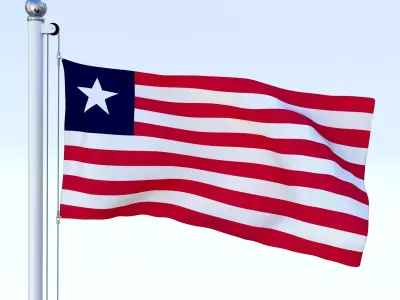 Animated Liberia Flag Low-poly 3D model