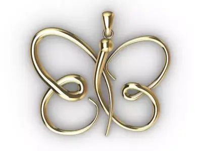 Butterfly pendant 3D print model 4