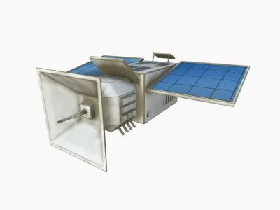 Satellite E07 Dirt Blue - SciFi Space Design Low-poly 3D model