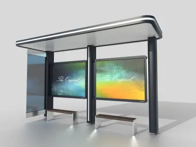 Bus Shelter 02 Low-poly 3D model